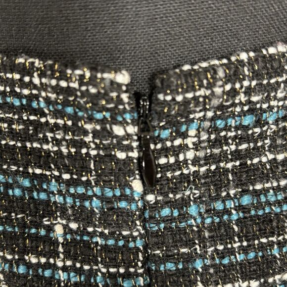 Ann Taylor Wool Blend Straight Skirt Black Blue Tweed Lined Mini Skirt - Picture 5 of 11